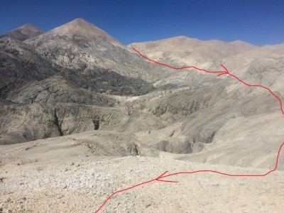 view up to our so far descent, pic taken directly south of Kastro